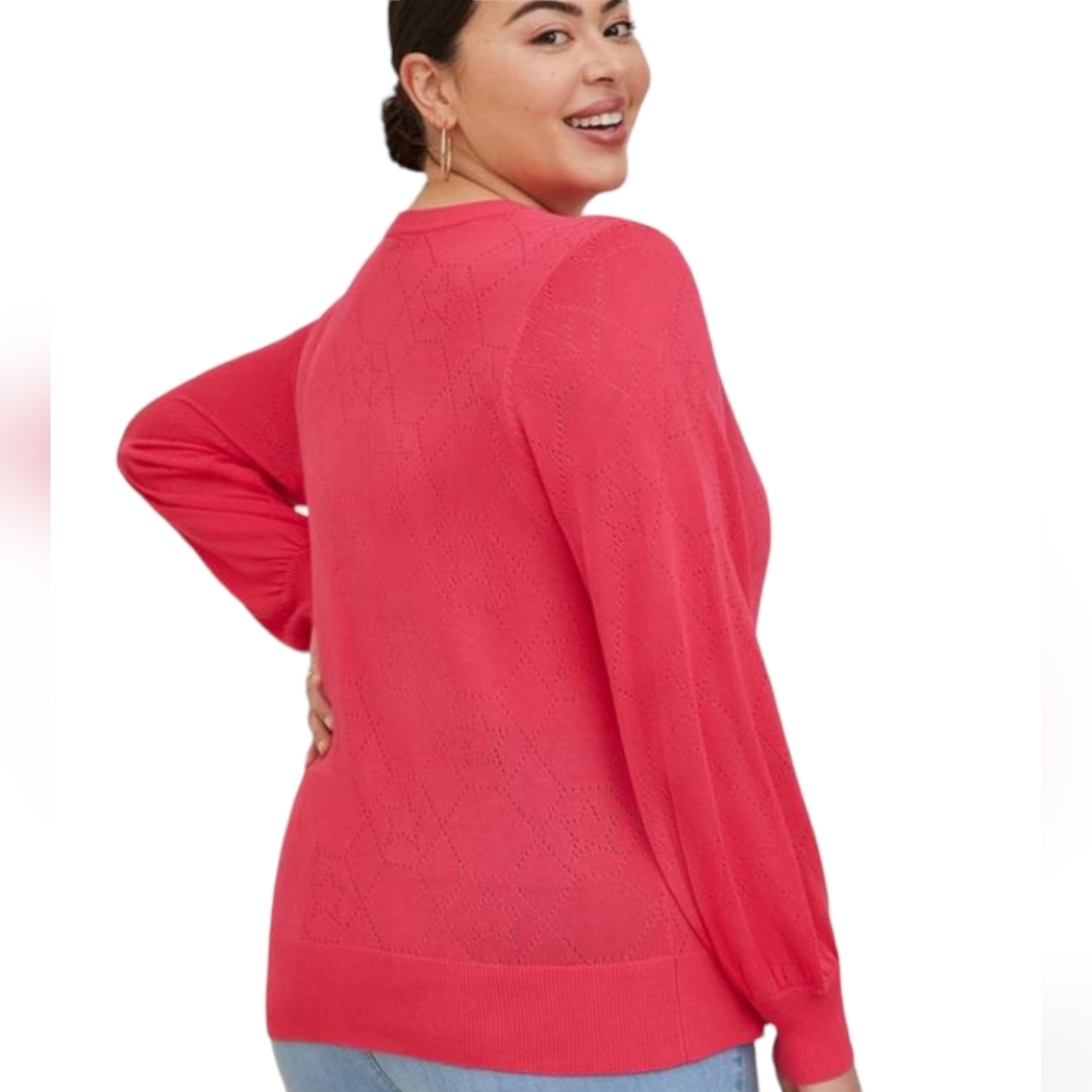 TORRID Cardigan Sweater Pointelle with Star Pattern - Picture 6 of 9